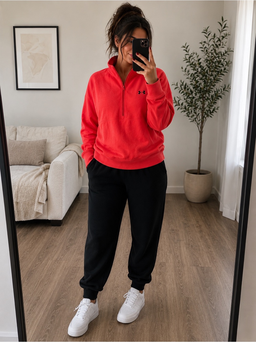 Under Armour Bright Red Half-Zip Fleece Pullover